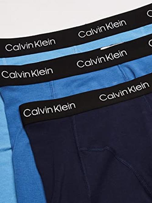 Calvin Klein Men's Cotton Classics 3-Pack Boxer Briefs, Blue Multi