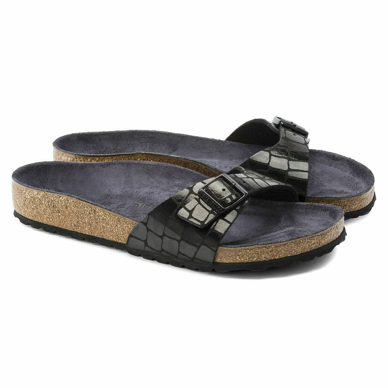 Birkenstock Madrid Sandals Women's 7 US 38 EU Regular Black Slides  Birko-Flor