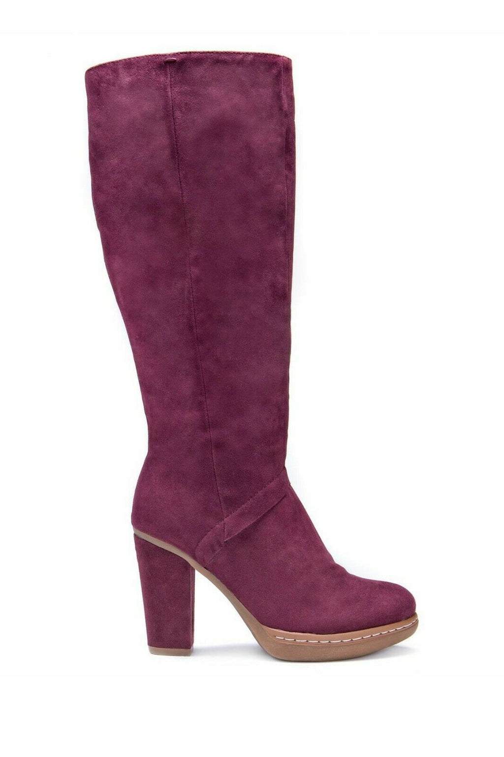 MUK LUKS WOMENS NELLIE KNEE HIGH BOOTS MERLOT SUEDED FAUX FUR LINED HEELED sz 7