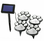 Meridian Point Solar Powered Animal Paw Print LED Light Outdoor Garden Set 4