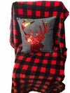 HOLLY DECOR DEER GIFT SET WITH DECORATIVE STYLISH PILLOW $ WARM THROW 50" X 60"