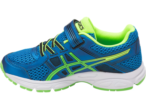 ASICS KIDS UNISEX PRE CONTEND 4 PS RUNNING SHOES sz 1.5 BLUE GREEN YELLOW C709N