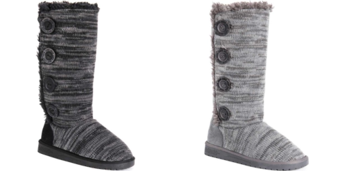 MUK LUKS WOMEN'S LIZA SLIPPER BOOTS KNIT UPPER  sz 7 SHADOW,  EBONY MARL 16759