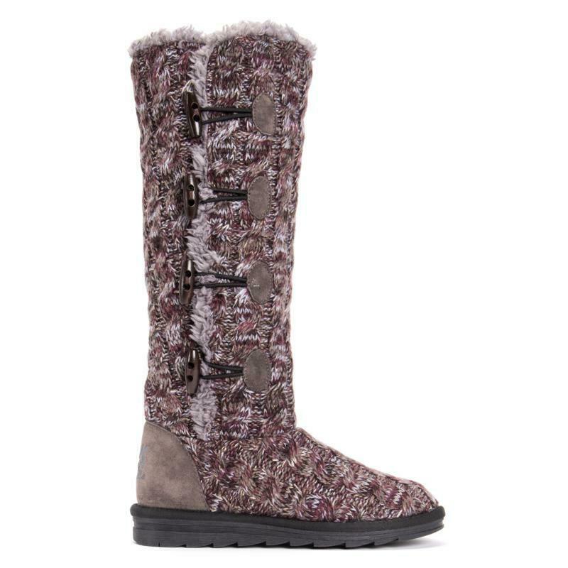 MUK LUKS WOMENS FELICITY KNITTED TALL FAUX FUR WINTER BOOT sz 6 PURPLE 16551 500