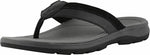 VIONIC MEN'S CANOE DENNIS TOE POST LEATHER FLIP FLOP SANDALS BLACK 10010327