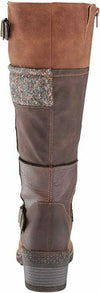 MUK LUKS WOMEN'S ARYA PATCHWORK ZIP UP WINTER BOOTS BROWN 1000037200-9