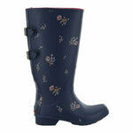 CHOOKA WOMENS VERSA TALL RAIN BOOT WIDE-CALF NAVY BLACK ADJUSTABLE WATERPROOF