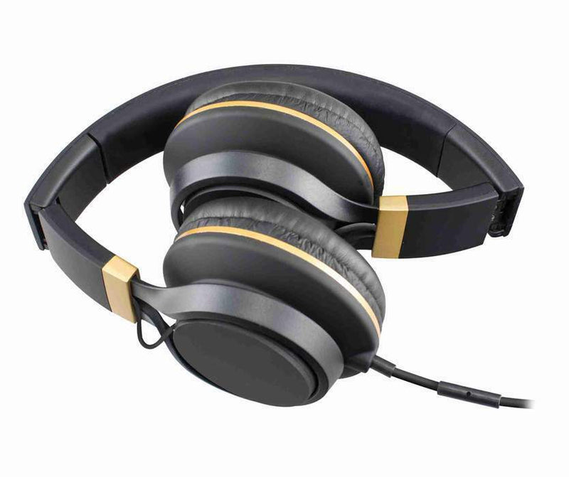 NEW BLACK DIAMOND PRO: HEADPHONES WITH MIC (BLACK WITH GOLD) FREE SHIPPING