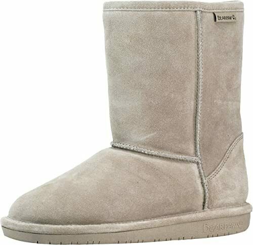 BEARPAW WOMEN'S EMMA SHORT SHEARLING PULL ON WINTER BOOTS sz 6.5 MUSHROOM 608W