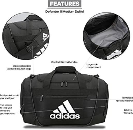 ADIDAS DEFENDER 3 SMALL DUFFEL CLASSIC CARRY ON GYM BAG MINT BLACK FREE SHIPP