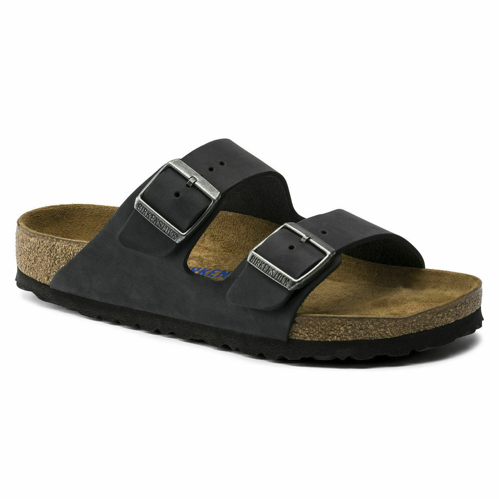 NEW BIRKENSTOCK MENS ARIZONA REGULAR WIDTH SANDAL BLACK OILED NUBUCK LEATHER