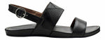 OLUKAI WOMEN'S HI'ONA PA'I FLAT LEATHER SANDALS sz 7 BLACK / BLACK 20346-4040