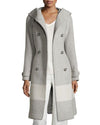 WOOLRICH WOMEN'S MONICA TRENCH HOODED WOOL COAT sz S, M, GREY / BEIGE WB1001