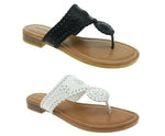 PIERRE DUMAS WOMENS ROSETTA-20 SANDALS (21257) BLACK or WHITE Sze 7-11 FREE SHIP