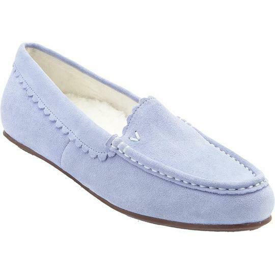 NEW VIONIC MCKENZIE SLIPPERS LT BLUE SUEDE WOMEN Med & Wide SUPPORTIVE FREE SHIP