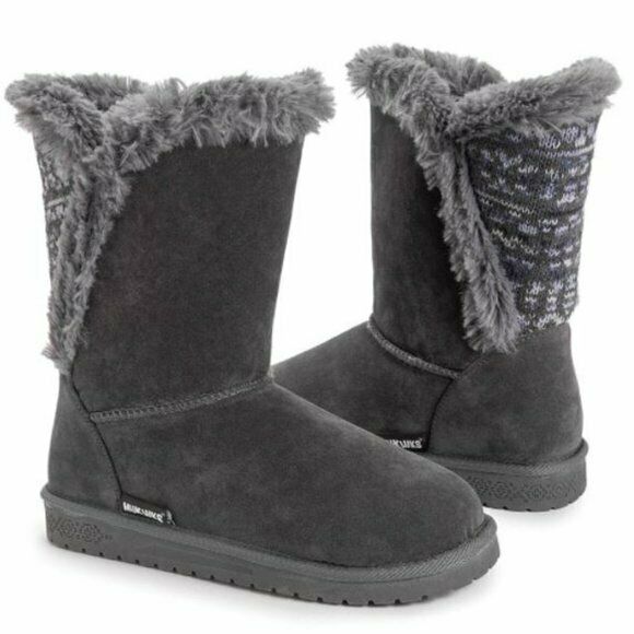 MUK LUKS WOMEN'S CAREY FLAT PULL ON FASHION BOOT sz 8 GREY SPACE DYE 1000014 022