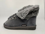 MUK LUKS WOMEN'S ANKLE FASHION BOOTIE PATTERN ACCENT FLAT KNIT BOOT sz 6 GREY