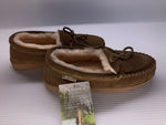 BEARPAW WOMENS MOC II SHEEPSKIN MOCCASIN HICKORY TAN FAUX 9.5 WIDE SHOE 1295W