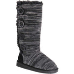 MUK LUKS WOMEN'S LIZA SLIPPER BOOTS KNIT UPPER  sz 7 SHADOW,  EBONY MARL 16759