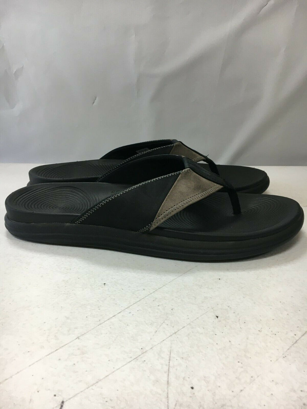 NEW SPERRY MENS REGATTA THONG SANDAL BLACK/GREY SIZE 12 FREE SHIPPING