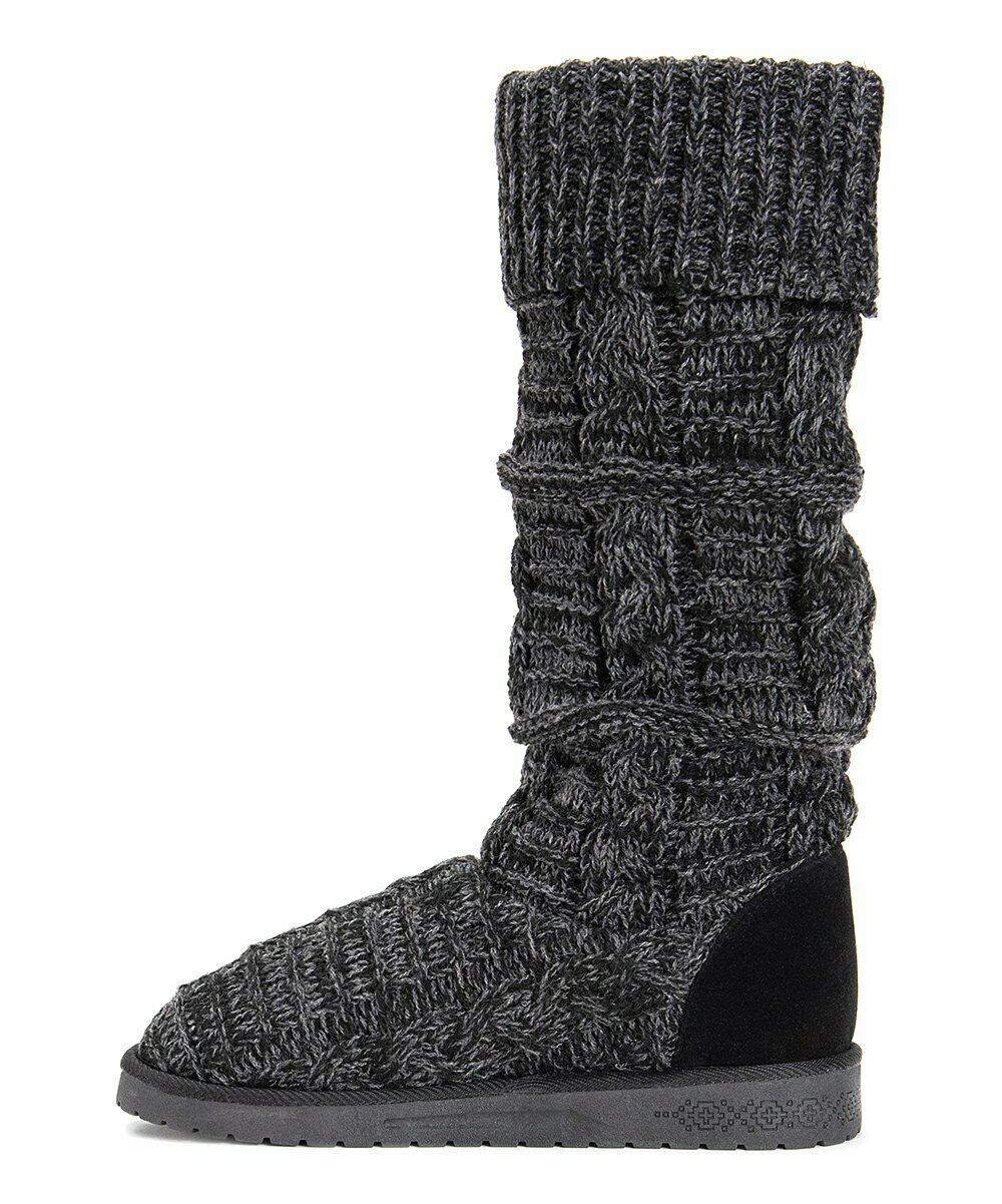 MUK LUKS WOMEN'S SHELLY CUFF TOP MARL PATTERN SLIPPER BOOTS sz 7 EBONY 16761 007