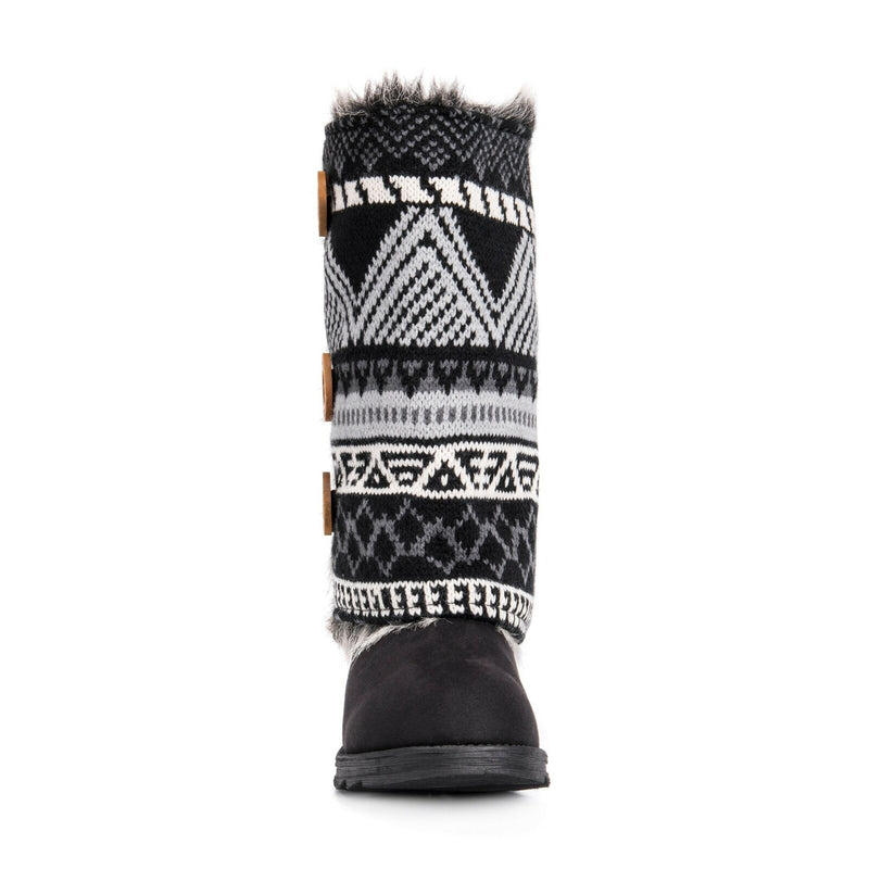 MUK LUKS WOMEN'S REVERSIBLE ANDREA KNIT FASHION BOOT sz 11 BLACK 16675 001