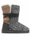 MUK LUKS WOMEN'S CLEMENTINE FLAT PULL ON FASHION BOOTS sz 6 DARK GREY TAN 15024