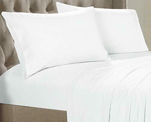 POSH HOME SOLID SHEET SET DOUBLE BRUSHED 4 pc ULTRA SOFT SET WRINKLE KING WHITE