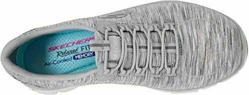 SKECHERS WOMENS SPORT EMPIRE GAME ON SNEAKERS SLIP ON sz 8 W WHITE SILVER 12414W