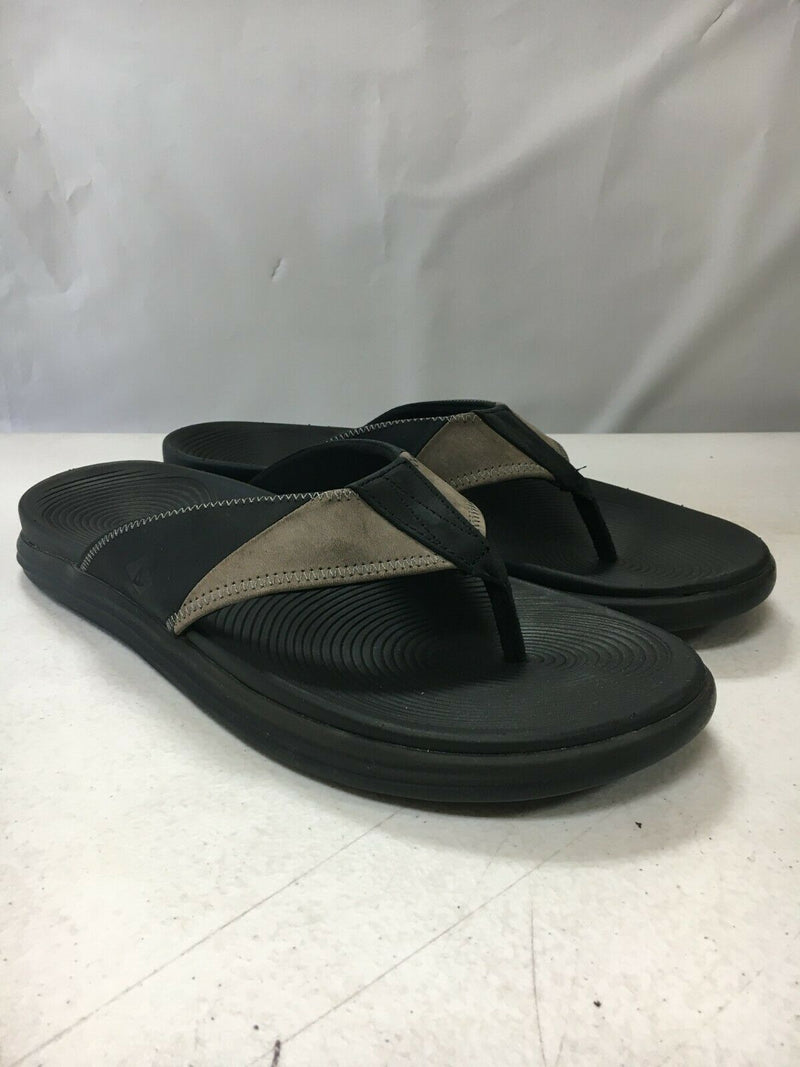 NEW SPERRY MENS REGATTA THONG SANDAL BLACK/GREY SIZE 12 FREE SHIPPING