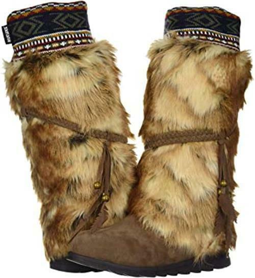 MUK LUKS WOMEN'S LEELA KNEE HIGH BOHEMIAN WINTER BOOT sz 7 W DARK BROWN 16346201