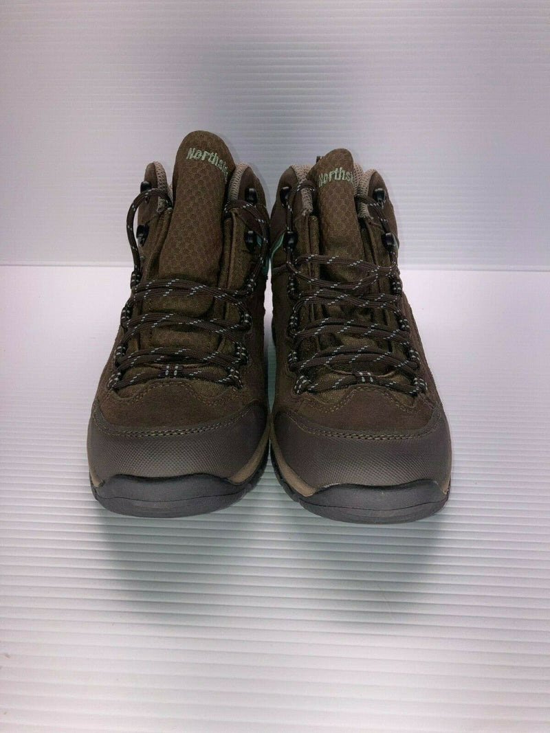 NORTHSIDE WOMEN'S PIONEER MID LEATHER HIKING SHOE BOOT BROWN SAGE sz 10 TRAIL