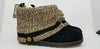 MUK LUKS WOMEN'S PATTI CABLE CUFF KNIT FLAT ANKLE BOOTS size 8 BLACK MULTI 17096