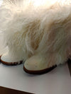 BEARPAW WOMEN'S BOETIS LEATHER WINTER SLIP ON BOOT NATURAL FUR sz 10 WHITE 1294W