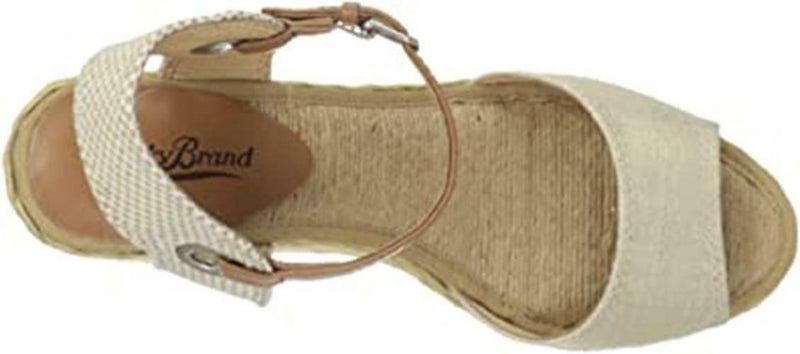 LUCKY BRAND WOMEN'S KYNDRA WEDGE TEXTILE SANDAL 6 M NATURAL PLATINUM LK-KYNDRA