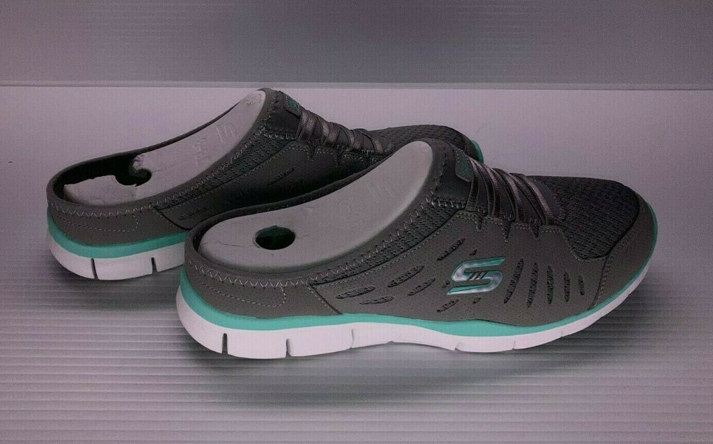 NEW SKECHERS WOMEN'S NO LIMITS SLIP ON SNEAKERS GREY/MINT sz 8.5 FREE SHIP 22752