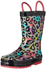 WESTERN CHIEF KIDS GROOVY LEOPARD GIRLS RAIN BOOTS sz 10 TODDLER BLACK 2410275B