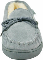 BEARPAW WOMEN'S MOC SHEEPSKIN WARMTH MOCCASIN SLIPPERS 8.5 M GRAY FOG 1295W