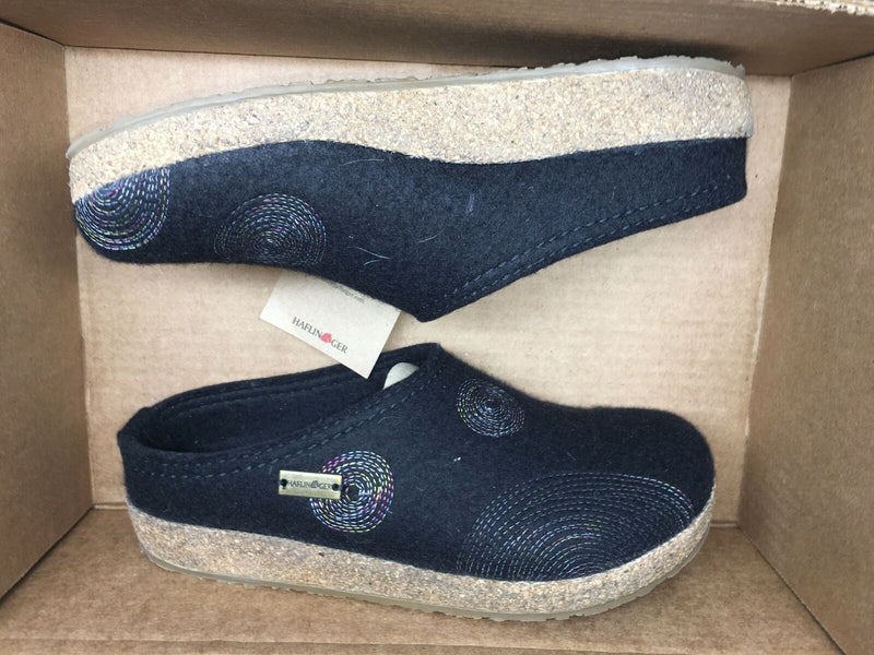 HAFLINGER WOMEN'S SPIRIT WOOL SLIPPERS SLIP-ON CLOGS EU 38 ( US 7-7.5 ) NAVY GZ