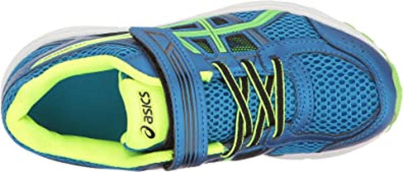 ASICS KIDS UNISEX PRE CONTEND 4 PS RUNNING SHOES sz 1.5 BLUE GREEN YELLOW C709N