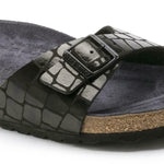 BIRKENSTOCK MADRID SANDALS WOMEN BIRKO FLOR BLACK GATOIR NARROW WIDTH 1016423