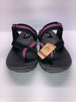 NEW SKECHERS WOMEN'S REGGAE-RASTA SANDALS BLACK/FUCHSIA sz 9 FREE SHIP 46444