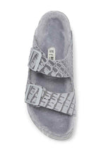 NEW BIRKENSTOCK WOMEN ARIZONA SANDAL 36 EMBOSSED GREY LEATHER SHEARLING 1013834