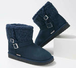 MUK LUKS WOMEN'S AMEE FAUX SUEDE FLAT ANKLE WARM BOOT sz 7 NAVY 1000073 402