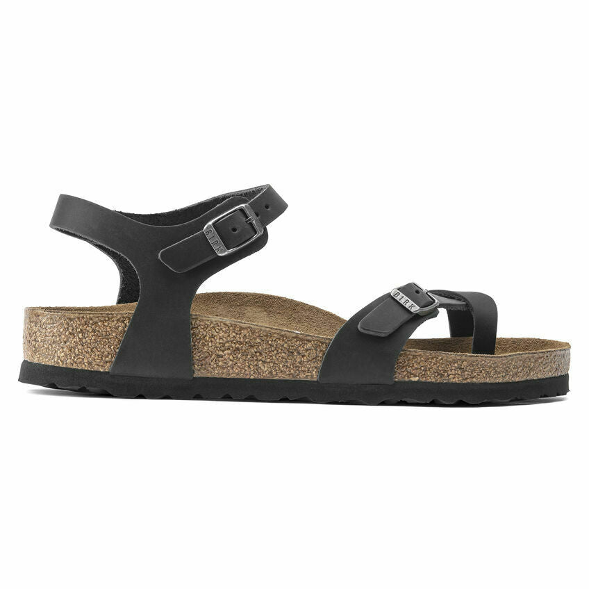 BIRKENSTOCK TAORMINA BLACK OILED LEATHER SANDAL STRAP BACK REGULAR WIDTH 1021077