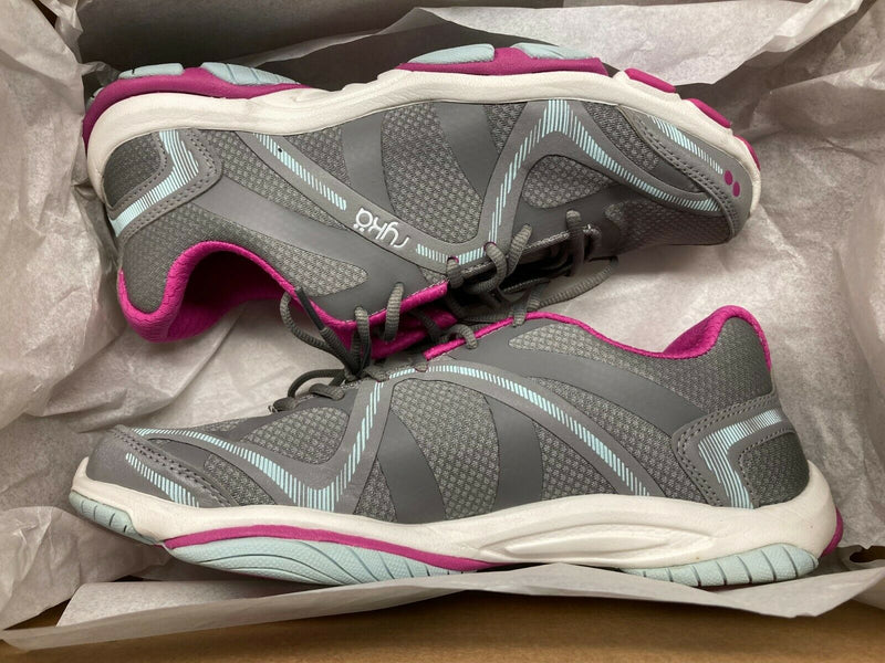 NEW RYKA WOMEN INFLUENCE TRAINERS GREY/ ROSE/ AQUA SNEAKER sz 8 M FREE SHIP C8198M3