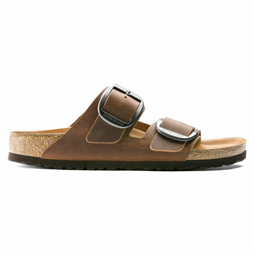 NEW BIRKENSTOCK ARIZONA SANDALS MEN COGNAC LEATHER BIG BUCKLE 1012206 FREE SHIP