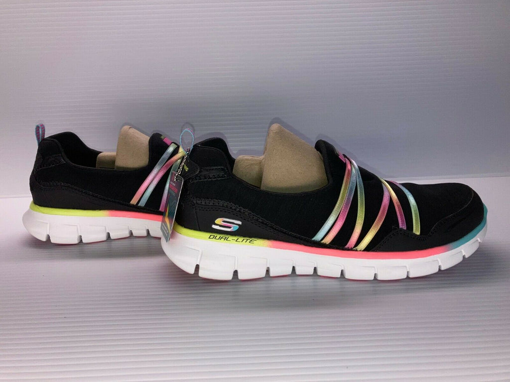 NEW SKECHERS WOMEN'S SCENE STEALER SNEAKERS BLACK MULTI sz 8.5 FREE SHIP 12004