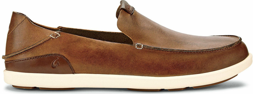 OLUKAI MEN'S NALUKAI SLIP ON LEATHER SHOES MOCCASIN sz 10 FOX / BONE 10379 FX19