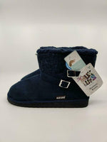 MUK LUKS WOMEN'S AMEE FAUX SUEDE FLAT ANKLE WARM BOOT sz 7 NAVY 1000073 402